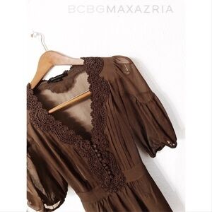 BCBGMaxAzria silk embellished top